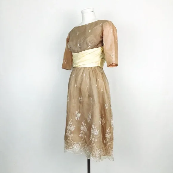 Vintage 1950’s Kay-Seliq Embroidered Organza DressSize XS